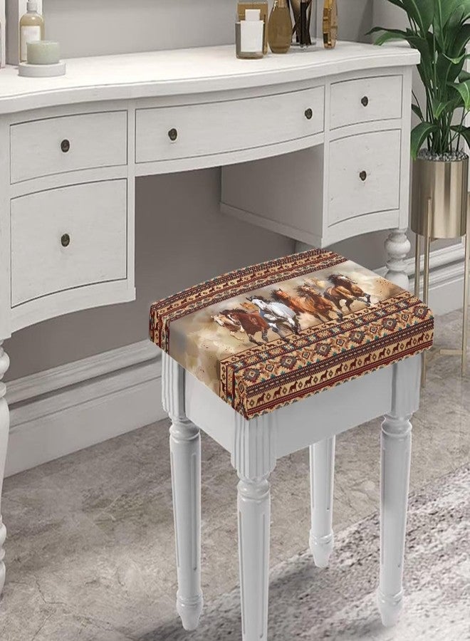 أغطية مقاعد مستطيلة ناعمة قابلة للتمدد بنقشة حصان هندسية مستوحاة من قبيلة تالايتوس الأزتيكية، مناسبة لكراسي البار والمطابخ، عبوة من قطعتين. - Image 3